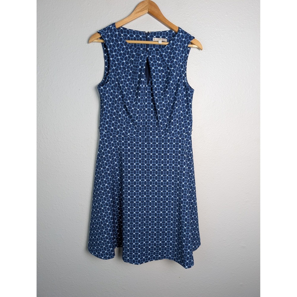 Signature Darby Dress Womens 10 Blue Knee Length Fit & Flare Sleeveless
